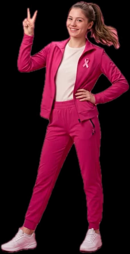 Jeune femme en tenue rose, portrait Octobre Rose